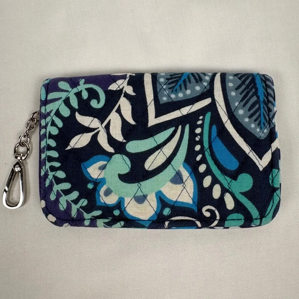 Vera Bradley Wallet Key Chain Blue Island Medallion RFID Quilted Floral Boho - Picture 3 of 8